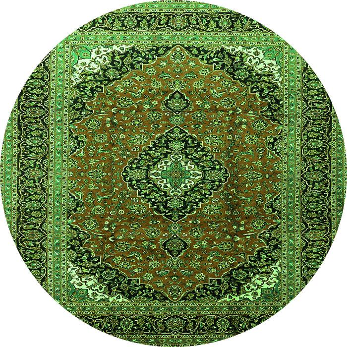 Square Medallion Green Traditional Rug, tr242grn