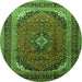 Square Medallion Green Traditional Rug, tr242grn