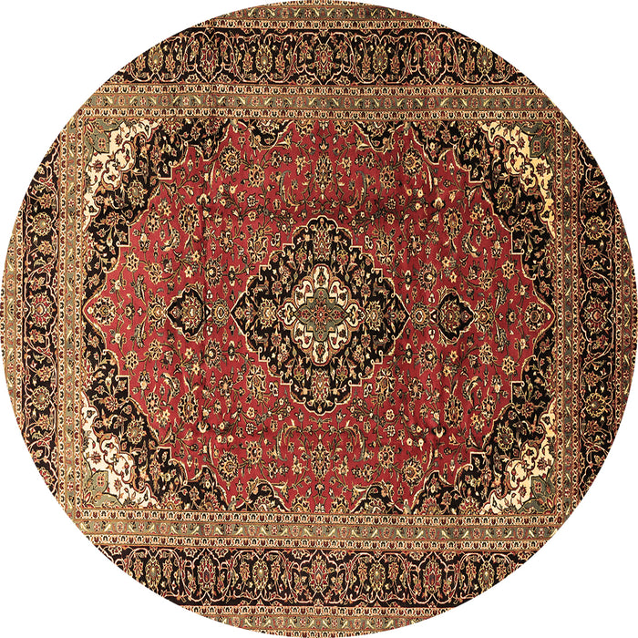 Round Medallion Brown Traditional Rug, tr242brn