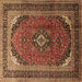 Square Medallion Brown Traditional Rug, tr242brn