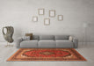 Machine Washable Medallion Orange Traditional Area Rugs in a Living Room, wshtr242org