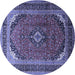 Round Medallion Blue Traditional Rug, tr242blu