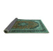 Sideview of Medallion Turquoise Traditional Rug, tr242turq