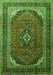 Serging Thickness of Machine Washable Medallion Green Traditional Area Rugs, wshtr242grn