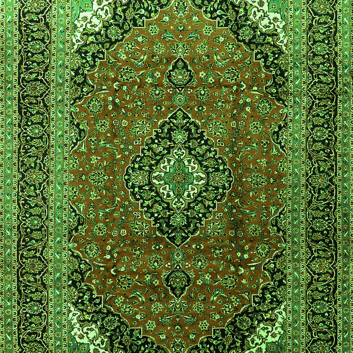 Serging Thickness of Machine Washable Medallion Green Traditional Area Rugs, wshtr242grn