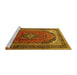 Sideview of Machine Washable Medallion Yellow Traditional Rug, wshtr242yw