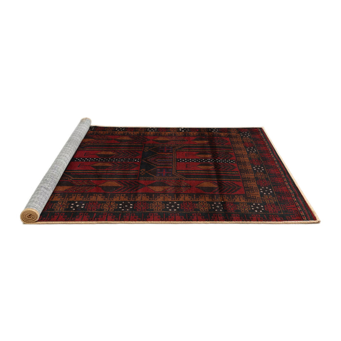 Sideview of Machine Washable Traditional Bakers Brown Rug, wshtr2430