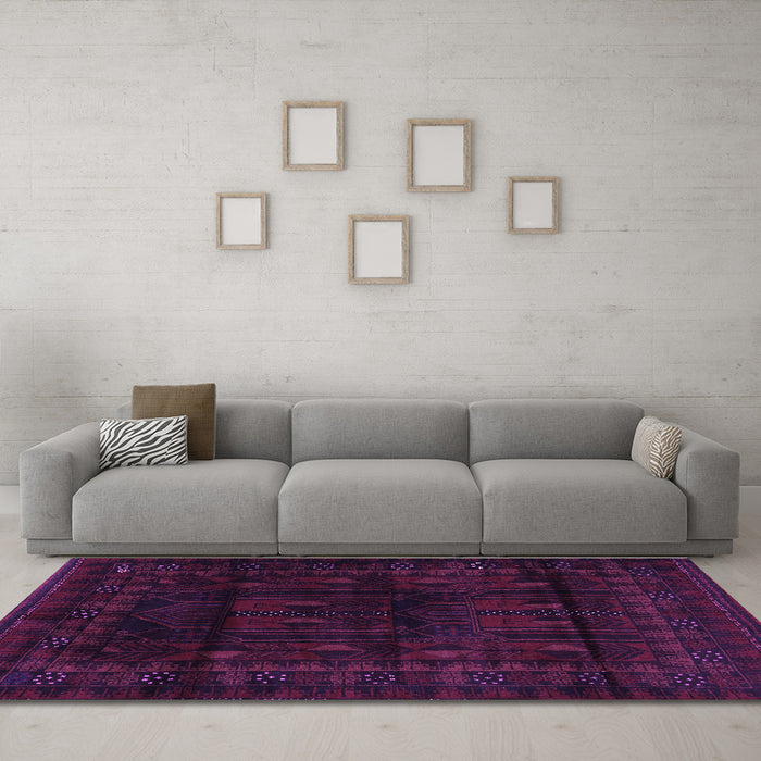 Machine Washable Persian Purple Traditional Area Rugs in a Living Room, wshtr2430pur