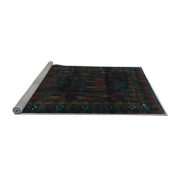 Sideview of Machine Washable Persian Light Blue Traditional Rug, wshtr2430lblu