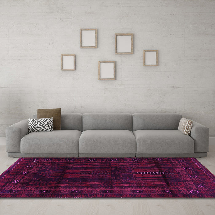 Machine Washable Persian Pink Traditional Rug in a Living Room, wshtr2430pnk