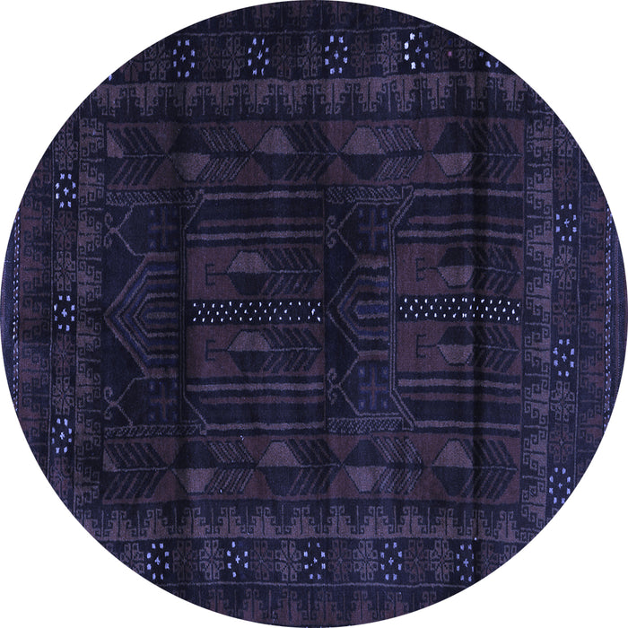 Round Machine Washable Persian Blue Traditional Rug, wshtr2430blu