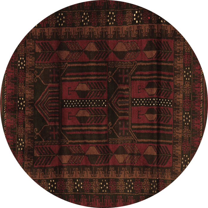 Round Machine Washable Persian Brown Traditional Rug, wshtr2430brn