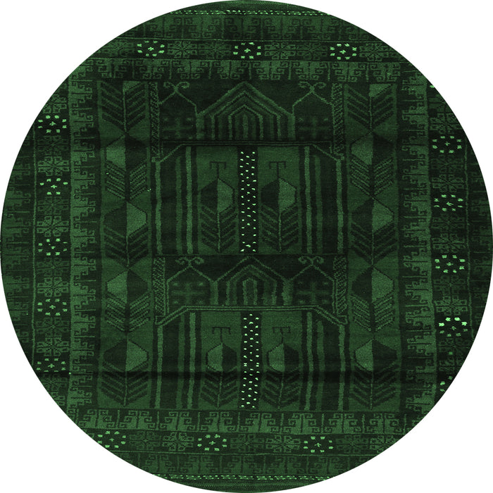Round Persian Emerald Green Traditional Rug, tr2430emgrn