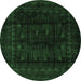 Round Persian Emerald Green Traditional Rug, tr2430emgrn