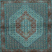 Square Machine Washable Persian Light Blue Traditional Rug, wshtr2431lblu