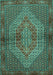 Machine Washable Persian Turquoise Traditional Area Rugs, wshtr2431turq