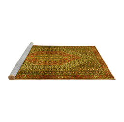 Sideview of Machine Washable Persian Yellow Traditional Rug, wshtr2431yw