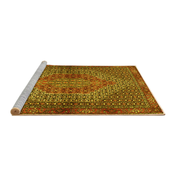 Sideview of Machine Washable Persian Yellow Traditional Rug, wshtr2431yw