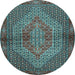 Round Persian Light Blue Traditional Rug, tr2431lblu