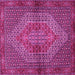 Square Machine Washable Persian Pink Traditional Rug, wshtr2431pnk