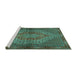 Sideview of Machine Washable Persian Turquoise Traditional Area Rugs, wshtr2431turq