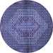 Round Machine Washable Persian Blue Traditional Rug, wshtr2431blu