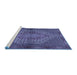 Sideview of Machine Washable Persian Blue Traditional Rug, wshtr2431blu