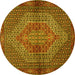 Round Machine Washable Persian Yellow Traditional Rug, wshtr2431yw