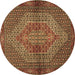 Round Machine Washable Persian Brown Traditional Rug, wshtr2431brn