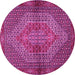 Round Machine Washable Persian Pink Traditional Rug, wshtr2431pnk