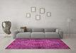 Machine Washable Persian Pink Traditional Rug in a Living Room, wshtr2431pnk