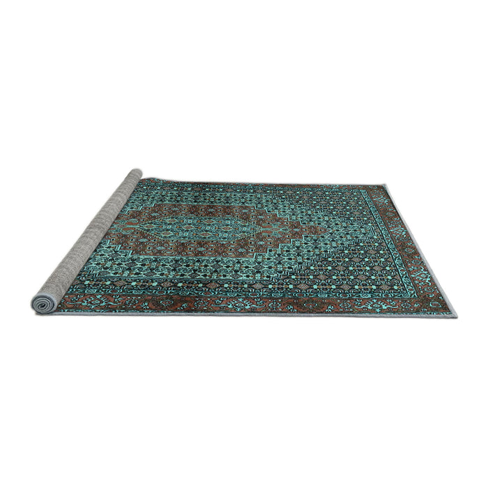 Sideview of Machine Washable Persian Light Blue Traditional Rug, wshtr2431lblu