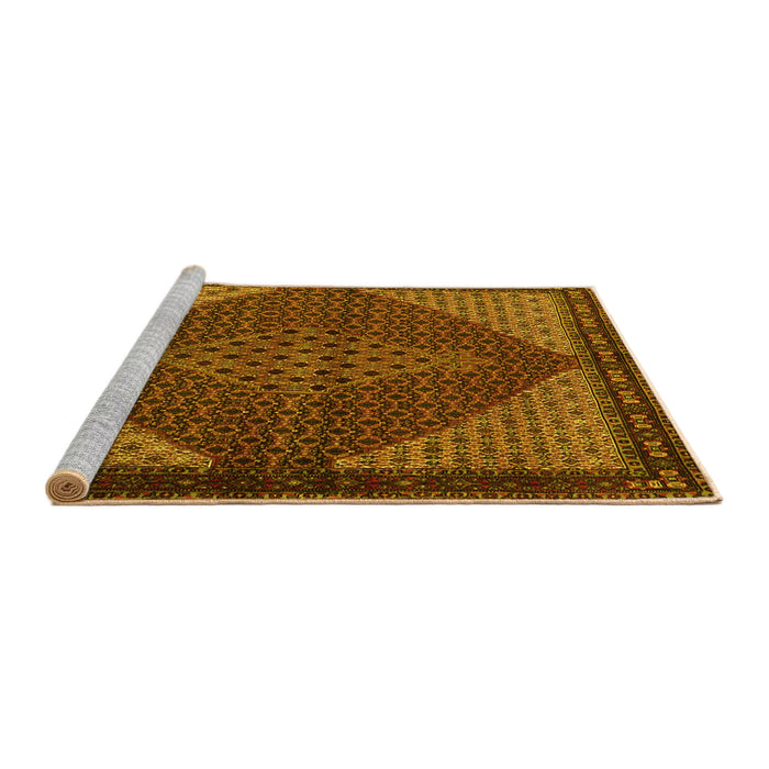 Sideview of Machine Washable Persian Yellow Traditional Rug, wshtr2432yw
