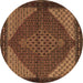 Round Machine Washable Persian Brown Traditional Rug, wshtr2432brn