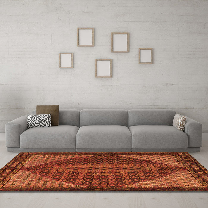 Machine Washable Persian Orange Traditional Area Rugs in a Living Room, wshtr2432org