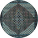 Round Persian Light Blue Traditional Rug, tr2432lblu