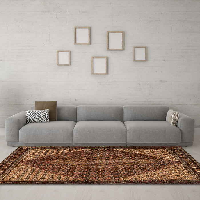 Machine Washable Persian Brown Traditional Rug in a Living Room,, wshtr2432brn