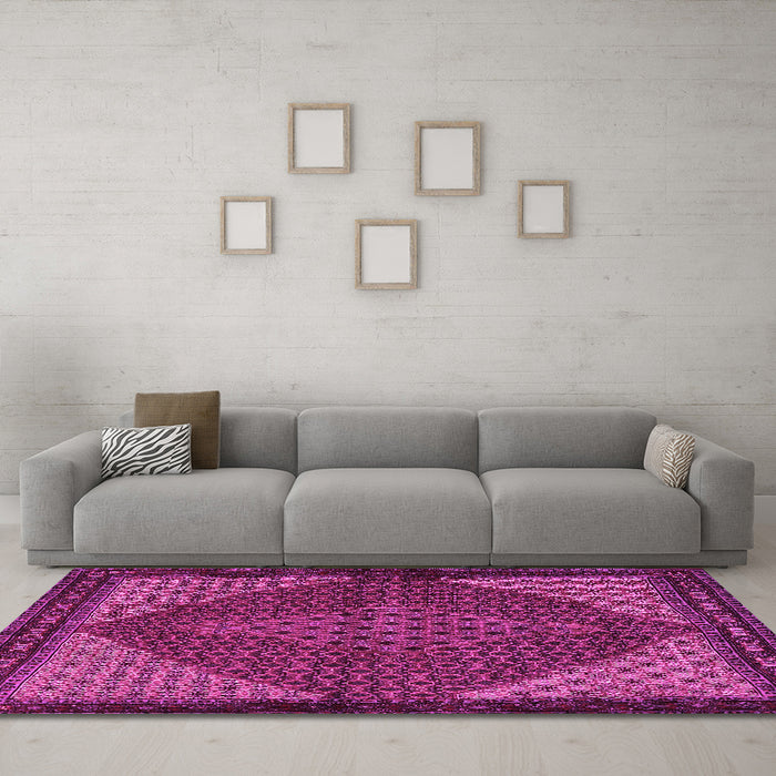 Machine Washable Persian Pink Traditional Rug in a Living Room, wshtr2432pnk