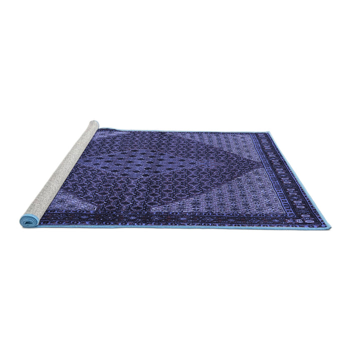 Sideview of Machine Washable Persian Blue Traditional Rug, wshtr2432blu