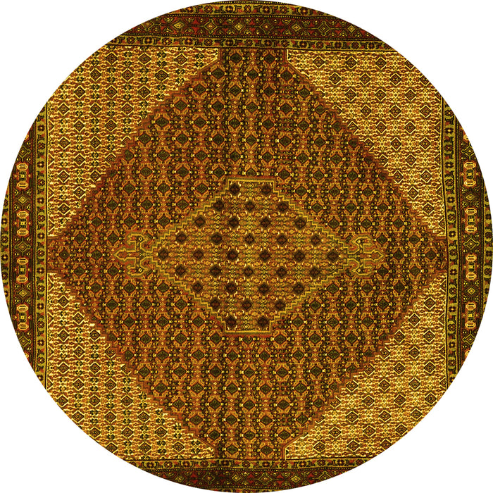 Round Persian Yellow Traditional Rug, tr2432yw