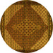 Round Persian Yellow Traditional Rug, tr2432yw