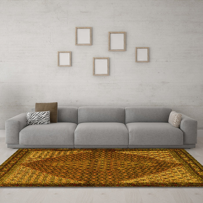 Machine Washable Persian Yellow Traditional Rug in a Living Room, wshtr2432yw