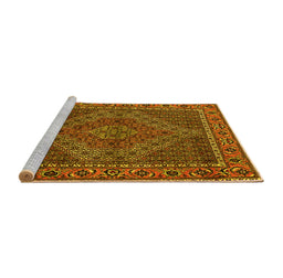 Sideview of Machine Washable Persian Yellow Traditional Rug, wshtr2433yw