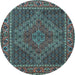 Round Persian Light Blue Traditional Rug, tr2433lblu