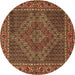 Round Persian Brown Traditional Rug, tr2433brn