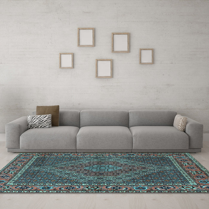 Machine Washable Persian Light Blue Traditional Rug in a Living Room, wshtr2433lblu