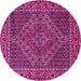 Round Persian Pink Traditional Rug, tr2433pnk