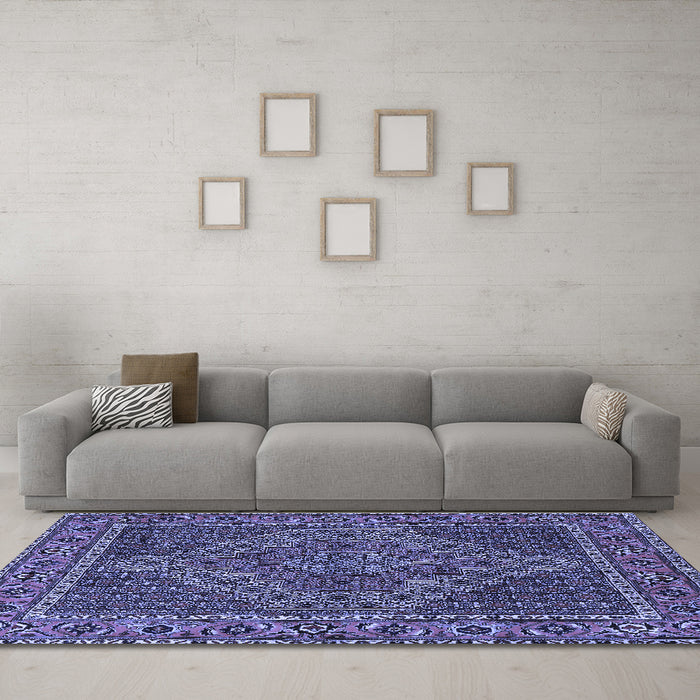 Machine Washable Persian Blue Traditional Rug in a Living Room, wshtr2433blu