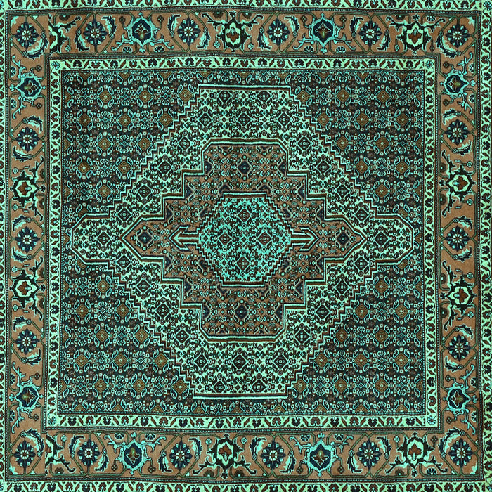 Square Machine Washable Persian Turquoise Traditional Area Rugs, wshtr2433turq
