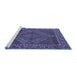 Sideview of Machine Washable Persian Blue Traditional Rug, wshtr2433blu